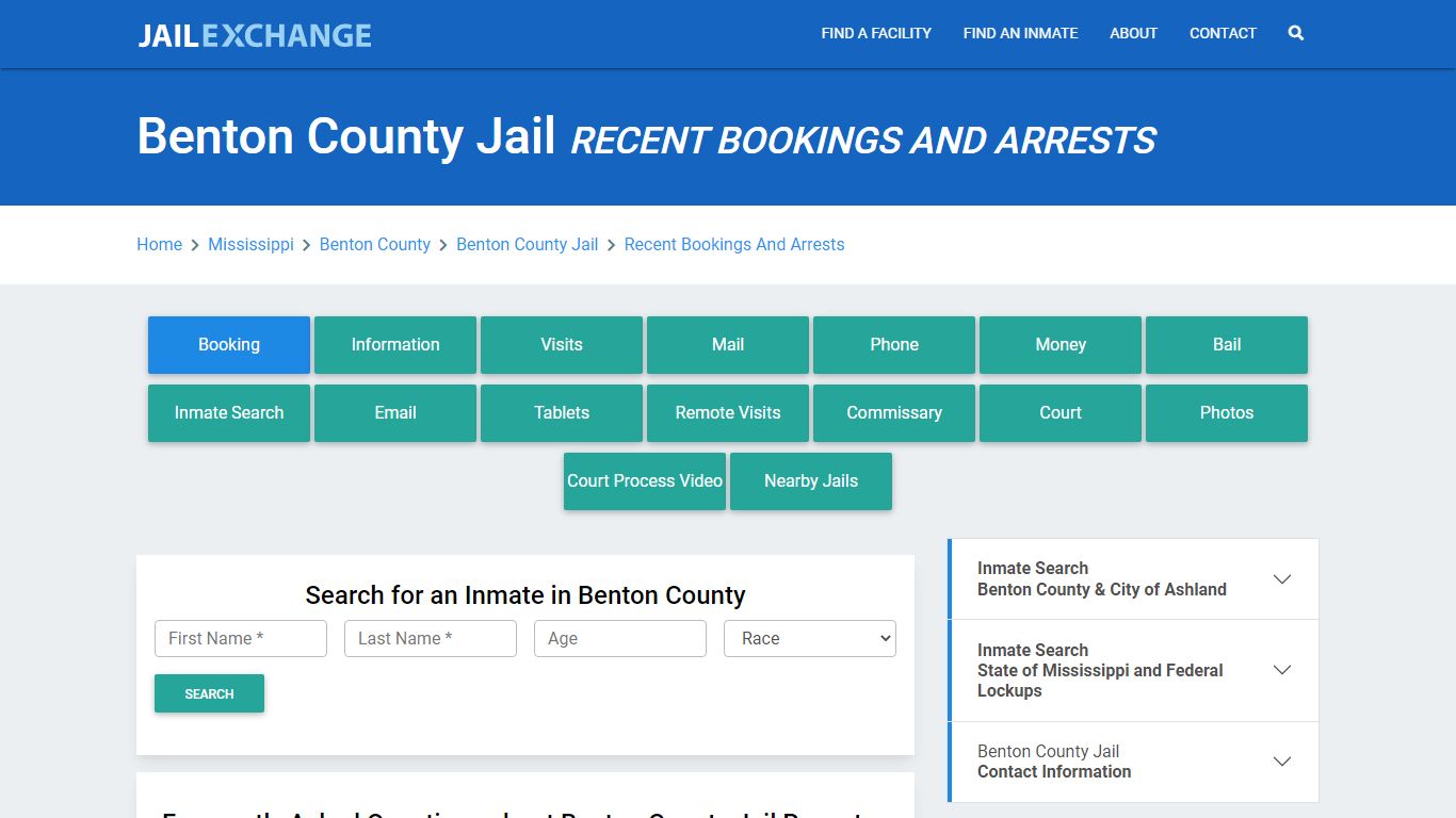 Benton County Jail MS Recent Arrests and Bookings - Jail Exchange